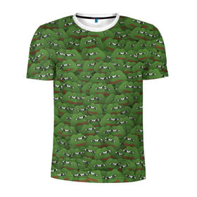 Мужская футболка 3D спортивная с принтом Грустные лягушки в Белгороде, 100% полиэстер с улучшенными характеристиками | приталенный силуэт, круглая горловина, широкие плечи, сужается к линии бедра | Тематика изображения на принте: frog | mem | sad | мем