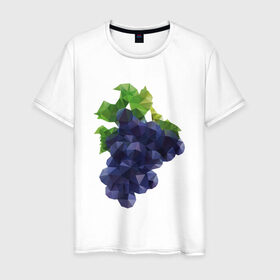 Мужская футболка хлопок с принтом Виноград в Белгороде, 100% хлопок | прямой крой, круглый вырез горловины, длина до линии бедер, слегка спущенное плечо. | виноград | геометрия | отдых | отпуск | тропик | фрукты