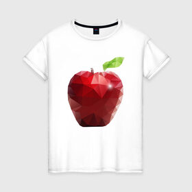 Женская футболка хлопок с принтом Яблоко в Белгороде, 100% хлопок | прямой крой, круглый вырез горловины, длина до линии бедер, слегка спущенное плечо | 