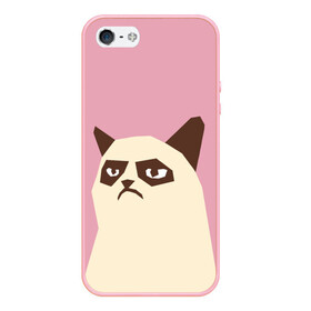 Чехол для iPhone 5/5S матовый с принтом Grumpy cat pink в Белгороде, Силикон | Область печати: задняя сторона чехла, без боковых панелей | кот | мем | угрюмый