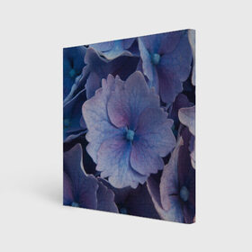 Холст квадратный с принтом Синие цветочки в Белгороде, 100% ПВХ |  | синий | сиреневый | цветок | цветы