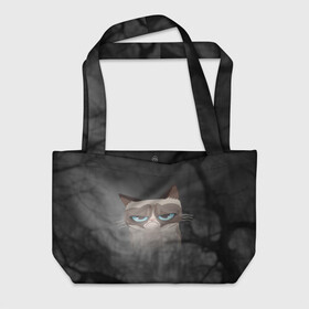 Пляжная сумка 3D с принтом Grumpy Cat в Белгороде, 100% полиэстер | застегивается на металлическую кнопку; внутренний карман застегивается на молнию. Стенки укреплены специальным мягким материалом, чтобы защитить содержимое от несильных ударов
 | кот | мем | угрюмый