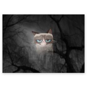 Поздравительная открытка с принтом Grumpy Cat в Белгороде, 100% бумага | плотность бумаги 280 г/м2, матовая, на обратной стороне линовка и место для марки
 | Тематика изображения на принте: кот | мем | угрюмый