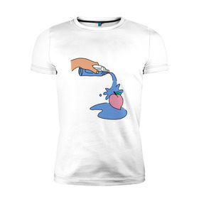 Мужская футболка премиум с принтом peach water в Белгороде, 92% хлопок, 8% лайкра | приталенный силуэт, круглый вырез ворота, длина до линии бедра, короткий рукав | peach | tmblr | tumbler | water | вода | персик
