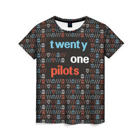 Женская футболка 3D с принтом Twenty one pilots в Белгороде, 100% полиэфир ( синтетическое хлопкоподобное полотно) | прямой крой, круглый вырез горловины, длина до линии бедер | 21 pilots