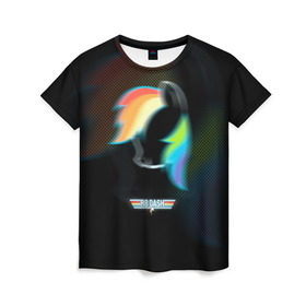Женская футболка 3D с принтом My Little Pony в Белгороде, 100% полиэфир ( синтетическое хлопкоподобное полотно) | прямой крой, круглый вырез горловины, длина до линии бедер | dash | rainbow | пони | радуга