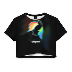 Женская футболка 3D укороченная с принтом My Little Pony в Белгороде, 100% полиэстер | круглая горловина, длина футболки до линии талии, рукава с отворотами | dash | rainbow | пони | радуга