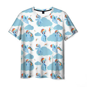 Мужская футболка 3D с принтом My Little Pony в Белгороде, 100% полиэфир | прямой крой, круглый вырез горловины, длина до линии бедер | Тематика изображения на принте: dash | rainbow | пони | радуга