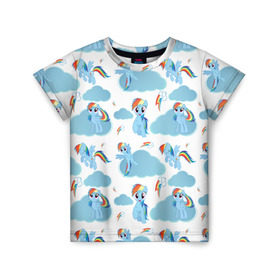 Детская футболка 3D с принтом My Little Pony в Белгороде, 100% гипоаллергенный полиэфир | прямой крой, круглый вырез горловины, длина до линии бедер, чуть спущенное плечо, ткань немного тянется | Тематика изображения на принте: dash | rainbow | пони | радуга