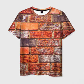 Мужская футболка 3D с принтом Кирпичи в Белгороде, 100% полиэфир | прямой крой, круглый вырез горловины, длина до линии бедер | абстракция | кирпич | новая | свет | текстура | яркая
