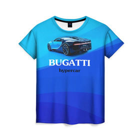 Женская футболка 3D с принтом Bugatti hypercar в Белгороде, 100% полиэфир ( синтетическое хлопкоподобное полотно) | прямой крой, круглый вырез горловины, длина до линии бедер | bugatti | chiron | hypercar | бугатти | гиперкар | суперкар | широн