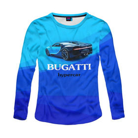 Женский лонгслив 3D с принтом Bugatti hypercar в Белгороде, 100% полиэстер | длинные рукава, круглый вырез горловины, полуприлегающий силуэт | bugatti | chiron | hypercar | бугатти | гиперкар | суперкар | широн
