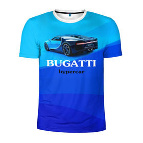 Мужская футболка 3D спортивная с принтом Bugatti hypercar в Белгороде, 100% полиэстер с улучшенными характеристиками | приталенный силуэт, круглая горловина, широкие плечи, сужается к линии бедра | bugatti | chiron | hypercar | бугатти | гиперкар | суперкар | широн