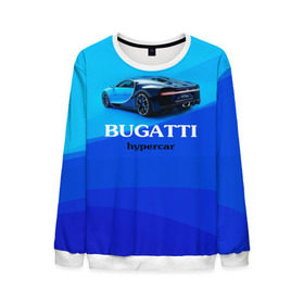 Мужской свитшот 3D с принтом Bugatti hypercar в Белгороде, 100% полиэстер с мягким внутренним слоем | круглый вырез горловины, мягкая резинка на манжетах и поясе, свободная посадка по фигуре | bugatti | chiron | hypercar | бугатти | гиперкар | суперкар | широн