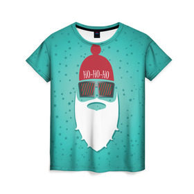 Женская футболка 3D с принтом Санта хипстер в Белгороде, 100% полиэфир ( синтетическое хлопкоподобное полотно) | прямой крой, круглый вырез горловины, длина до линии бедер | борода | дед мороз | новый год | подарок на новый год | санта | санта хипстер | снег | снежинки | хипстер