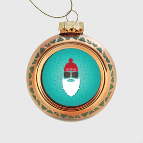 Стеклянный ёлочный шар с принтом Санта хипстер в Белгороде, Стекло | Диаметр: 80 мм | борода | дед мороз | новый год | подарок на новый год | санта | санта хипстер | снег | снежинки | хипстер