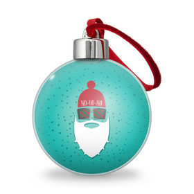 Ёлочный шар с принтом Санта хипстер в Белгороде, Пластик | Диаметр: 77 мм | борода | дед мороз | новый год | подарок на новый год | санта | санта хипстер | снег | снежинки | хипстер