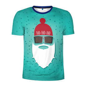 Мужская футболка 3D спортивная с принтом Санта хипстер в Белгороде, 100% полиэстер с улучшенными характеристиками | приталенный силуэт, круглая горловина, широкие плечи, сужается к линии бедра | борода | дед мороз | новый год | подарок на новый год | санта | санта хипстер | снег | снежинки | хипстер