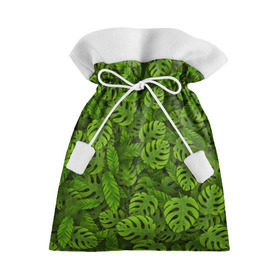 Подарочный 3D мешок с принтом Тропические листья в Белгороде, 100% полиэстер | Размер: 29*39 см | Тематика изображения на принте: джунгли | монстера | пальма | растения | тропики