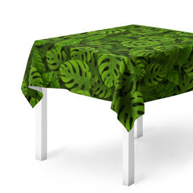 Скатерть 3D с принтом Тропические листья в Белгороде, 100% полиэстер (ткань не мнется и не растягивается) | Размер: 150*150 см | джунгли | монстера | пальма | растения | тропики