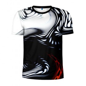Мужская футболка 3D спортивная с принтом abrupt в Белгороде, 100% полиэстер с улучшенными характеристиками | приталенный силуэт, круглая горловина, широкие плечи, сужается к линии бедра | белый | разводы | черный