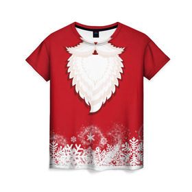 Женская футболка 3D с принтом Дед мороз в Белгороде, 100% полиэфир ( синтетическое хлопкоподобное полотно) | прямой крой, круглый вырез горловины, длина до линии бедер | christmas | new year | дед мороз | новогодний | рождество | санта клаус