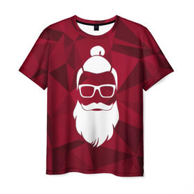 Мужская футболка 3D с принтом Санта хипстер в Белгороде, 100% полиэфир | прямой крой, круглый вырез горловины, длина до линии бедер | 2017 | борода | дед мороз | новый год | подарок на новый год | санта | санта хипстер | снег | снежинки | хипстер