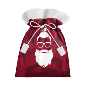 Подарочный 3D мешок с принтом Санта хипстер в Белгороде, 100% полиэстер | Размер: 29*39 см | 2017 | борода | дед мороз | новый год | подарок на новый год | санта | санта хипстер | снег | снежинки | хипстер