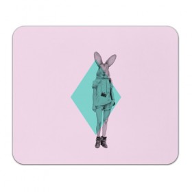 Коврик прямоугольный с принтом Pink Rabbit в Белгороде, натуральный каучук | размер 230 х 185 мм; запечатка лицевой стороны | hipster | rabbit | swag | кролик | хипстер