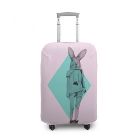 Чехол для чемодана 3D с принтом Pink Rabbit в Белгороде, 86% полиэфир, 14% спандекс | двустороннее нанесение принта, прорези для ручек и колес | hipster | rabbit | swag | кролик | хипстер