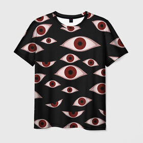 Мужская футболка 3D с принтом Глаза в Белгороде, 100% полиэфир | прямой крой, круглый вырез горловины, длина до линии бедер | alucard | anime | helloween | hellsing | vampire | алукард | аниме | вампир | хеллоуин | хеллсинг