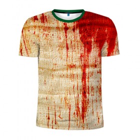 Мужская футболка 3D спортивная с принтом Бинты 2 в Белгороде, 100% полиэстер с улучшенными характеристиками | приталенный силуэт, круглая горловина, широкие плечи, сужается к линии бедра | halloween | helloween | кровь | ужас | хеллоин | хеллоуин | хелуин