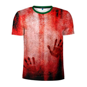 Мужская футболка 3D спортивная с принтом Отпечатки 2 в Белгороде, 100% полиэстер с улучшенными характеристиками | приталенный силуэт, круглая горловина, широкие плечи, сужается к линии бедра | halloween | helloween | кровь | ужас | хеллоин | хеллоуин | хелуин