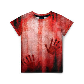 Детская футболка 3D с принтом Отпечатки 2 в Белгороде, 100% гипоаллергенный полиэфир | прямой крой, круглый вырез горловины, длина до линии бедер, чуть спущенное плечо, ткань немного тянется | halloween | helloween | кровь | ужас | хеллоин | хеллоуин | хелуин