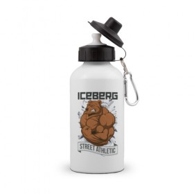 Бутылка спортивная с принтом Bear | Iceberg в Белгороде, металл | емкость — 500 мл, в комплекте две пластиковые крышки и карабин для крепления | animals | iceberg | icebergstyle | youtube