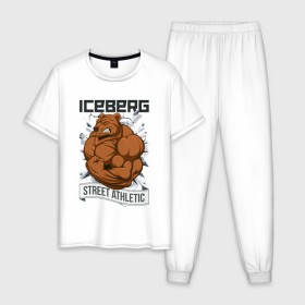 Мужская пижама хлопок с принтом Bear | Iceberg в Белгороде, 100% хлопок | брюки и футболка прямого кроя, без карманов, на брюках мягкая резинка на поясе и по низу штанин
 | animals | iceberg | icebergstyle | youtube