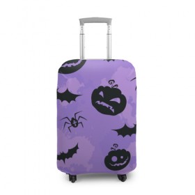 Чехол для чемодана 3D с принтом Хэллоуин узор в Белгороде, 86% полиэфир, 14% спандекс | двустороннее нанесение принта, прорези для ручек и колес | halloween | летучая мышь | паук | праздник | привидение | тыква | хэллоуин