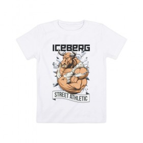 Детская футболка хлопок с принтом Bull | Iceberg в Белгороде, 100% хлопок | круглый вырез горловины, полуприлегающий силуэт, длина до линии бедер | 