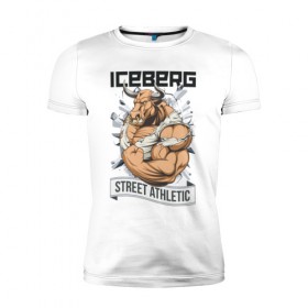 Мужская футболка премиум с принтом Bull | Iceberg в Белгороде, 92% хлопок, 8% лайкра | приталенный силуэт, круглый вырез ворота, длина до линии бедра, короткий рукав | 