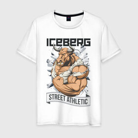 Мужская футболка хлопок с принтом Bull | Iceberg в Белгороде, 100% хлопок | прямой крой, круглый вырез горловины, длина до линии бедер, слегка спущенное плечо. | 