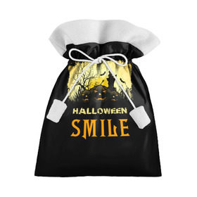 Подарочный 3D мешок с принтом Smile в Белгороде, 100% полиэстер | Размер: 29*39 см | Тематика изображения на принте: halloween | замок | летучая мышь | луна | праздник | привидение | тыква | хэллоуин