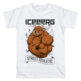 Мужская футболка хлопок с принтом Bull 2 | Iceberg в Белгороде, 100% хлопок | прямой крой, круглый вырез горловины, длина до линии бедер, слегка спущенное плечо. | 