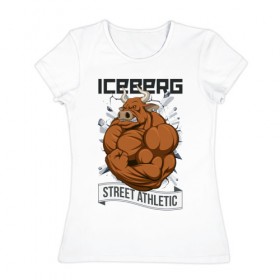 Женская футболка хлопок с принтом Bull 2 | Iceberg в Белгороде, 100% хлопок | прямой крой, круглый вырез горловины, длина до линии бедер, слегка спущенное плечо | 