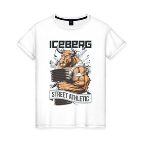 Женская футболка хлопок с принтом Bull 3 | Iceberg в Белгороде, 100% хлопок | прямой крой, круглый вырез горловины, длина до линии бедер, слегка спущенное плечо | animals | iceberg | icebergstyle | youtube