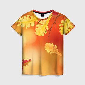Женская футболка 3D с принтом Осень в Белгороде, 100% полиэфир ( синтетическое хлопкоподобное полотно) | прямой крой, круглый вырез горловины, длина до линии бедер | ветви | ветка | дерево | дуб | листок | листья | природа