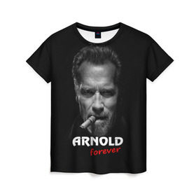 Женская футболка 3D с принтом Arnold forever в Белгороде, 100% полиэфир ( синтетическое хлопкоподобное полотно) | прямой крой, круглый вырез горловины, длина до линии бедер | Тематика изображения на принте: актёр | арнольд шварценеггер | боевик | звезда | киногерой | супергерой | терминатор