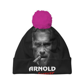 Шапка 3D c помпоном с принтом Arnold forever в Белгороде, 100% полиэстер | универсальный размер, печать по всей поверхности изделия | актёр | арнольд шварценеггер | боевик | звезда | киногерой | супергерой | терминатор