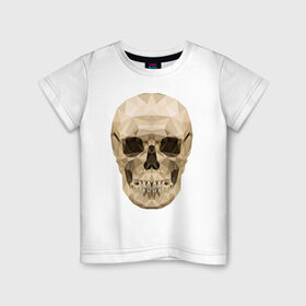 Детская футболка хлопок с принтом Геометрический череп в Белгороде, 100% хлопок | круглый вырез горловины, полуприлегающий силуэт, длина до линии бедер | Тематика изображения на принте: геометрия | полигонал | череп