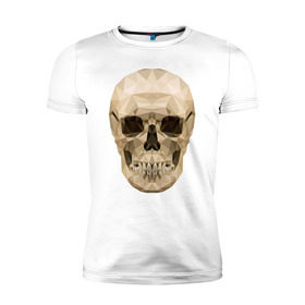 Мужская футболка премиум с принтом Геометрический череп в Белгороде, 92% хлопок, 8% лайкра | приталенный силуэт, круглый вырез ворота, длина до линии бедра, короткий рукав | геометрия | полигонал | череп