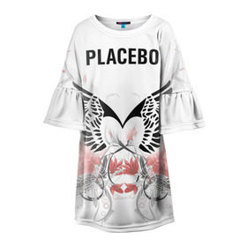 Детское платье 3D с принтом Placebo в Белгороде, 100% полиэстер | прямой силуэт, чуть расширенный к низу. Круглая горловина, на рукавах — воланы | Тематика изображения на принте: lacebo |  брайан молко | альтернатива. | пласибо | плацебо | плэйсебо | плэсибо | рок